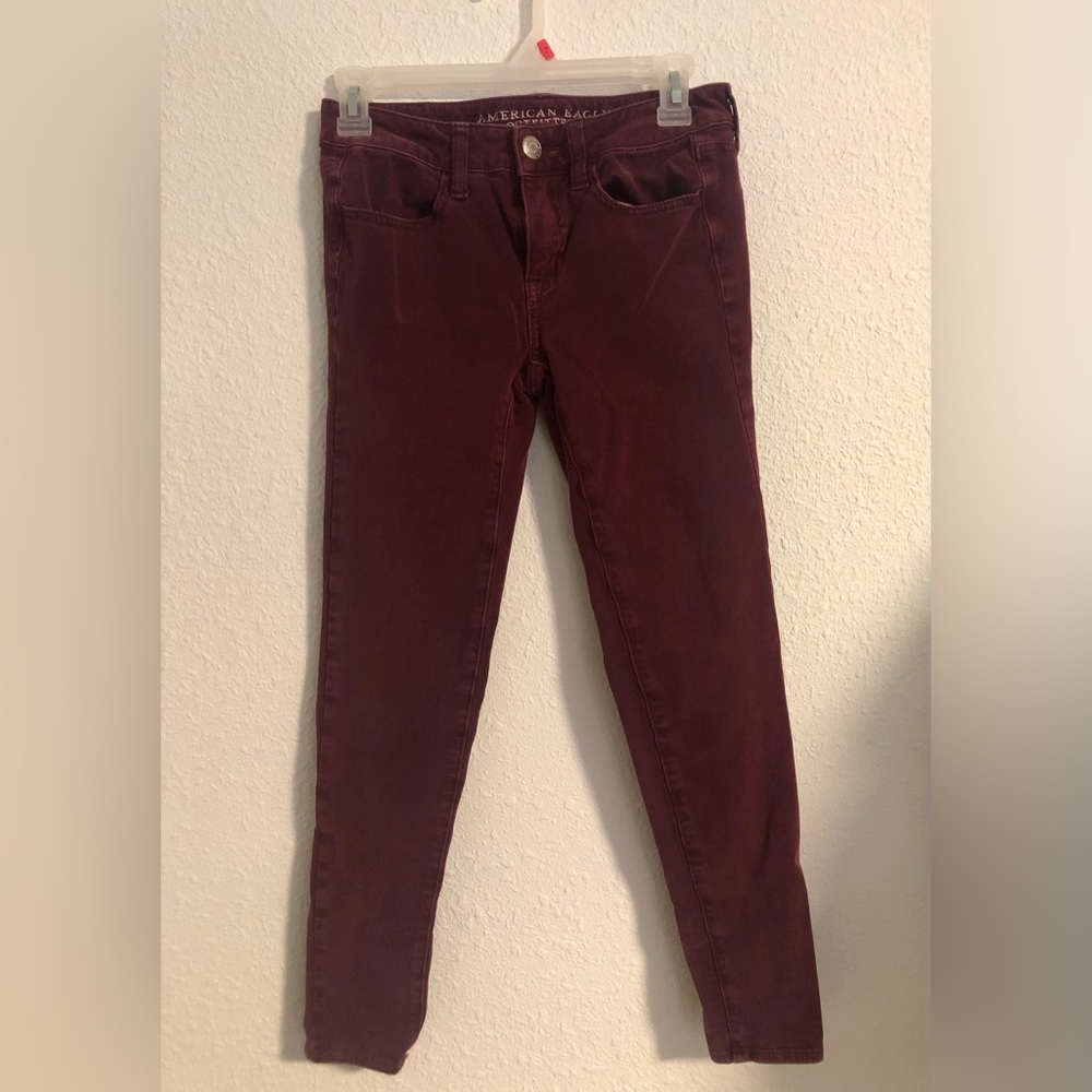 American Eagle Outfitters Wine Red Stretch Skinny Jeans